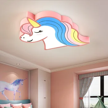 Unicorn çocuk odası ışık led tavan ışıkları uzaktan kumanda ile karikatür abajur sevimli tavan lambası deco çocuk odası ZM101909