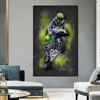Valentinos Rossis Posteri Motosiklet Soyut Suluboya Tuval Boyama Baskı Duvar sanat resmi Oturma Odası Ev Dekor ıçin Cuadro