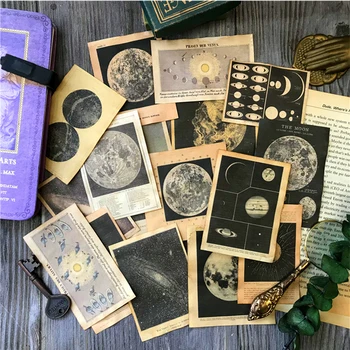 Vintage Evren Yıldız Kahve Boyama Malzemesi Paketi DIY Scrapbooking Günlüğü Taban Kolaj Hediye Sarma Dekorasyon Malzemesi