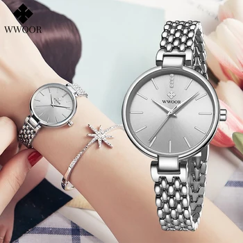 WWOOR Yeni Saatler Kadınlar Için Lüks Marka Moda Zarif Bayanlar Elmas Bilezik kol saati Su Geçirmez Kuvars Saat Reloj Mujer