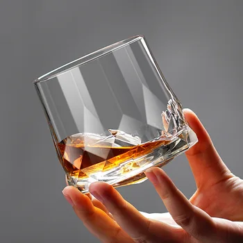 Yaratıcı Elmas viski bardağı Bardak Cam Bardak Dönen Tasarım şarap bardakları Viski Shot Cam Bar Aksesuarları