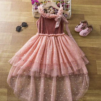 Yaz Kız Dantel Elbise Bebek çocuk giyim Tutu Çocuklar Kızlar için Elbiseler Elbise Töreni Düğün Parti Kıyafeti Çiçek Kafa Bandı