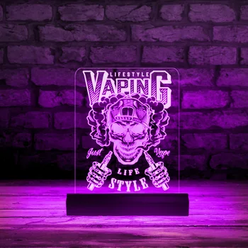 Yaşam Tarzı Vaping Hipster Kafatası Led Neon ışık burcu Vape Dükkanı Masaüstü İş Ekran işareti Sigara İskelet reklam panosu