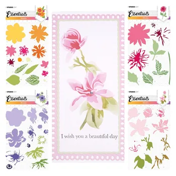 Yeni Anemon Dahlia Manolya Çiçek Katmanlı Şablonlar Dıy Çizim Scrapbooking Boyama Kullanımlık Süslemeleri Kabartma Şablon