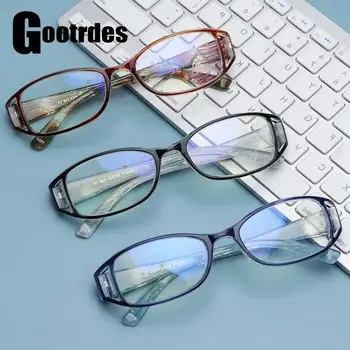 Yeni Anti mavi ışık okuma gözlüğü Kadınlar için Moda Zarif Çiçekler Presbiyopik gözlük Rahat PC çerçeve Okuyucular gözlük