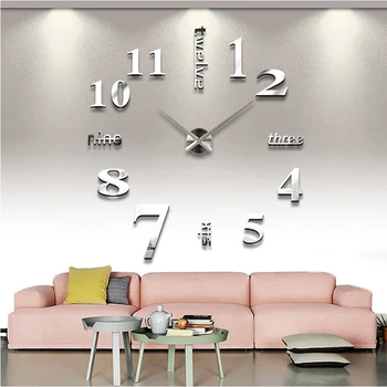 yeni Kuvars duvar saati s moda saatler 3d gerçek büyük duvar saati koştu ayna sticker diy oturma odası dekor ücretsiz kargo