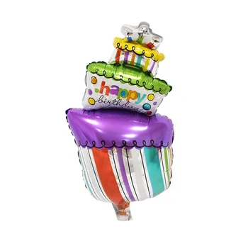 Yeni varış Mini renkli doğum günü pastası Folyo balonlar düğün parti etkinlikleri dekorasyon doğum günü balon toptan