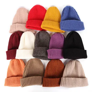 Yeni Şeker Renkler Kış Şapka Kadın Örme Şapka Sıcak Yumuşak Moda Şapka Kpop Tarzı Yün Bere Zarif Tüm Maç Şapka