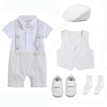 Yenidoğan Bebek Erkek Giysileri Set Yaz Yürüyor Boys beyefendi Doğum Günü Vaftiz Bebek Çocuk Düğün Parti resmi Elbise Takım Elbise