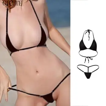 YENİ Set Seksi Kadın Mikro Tanga İç Çamaşırı G-String Sütyen Mikro Bikini Brezilyalı bikini seti Mayo Pijama