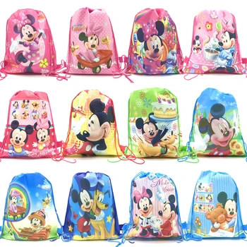 Yüksek Kalite 34 cm x 27 cm İpli Çanta Minnie Mouse Çocuk Seyahat okul çantası Kumaşlar Sırt Çantası Kadın Alışveriş Olmayan dokuma Çanta Kaynağı