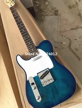 Yüksek kalite yeni sol el mavi elektro gitar ücretsiz kargo