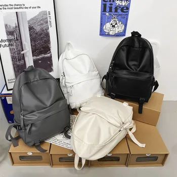 Yüksek Kaliteli Pu Deri Kadın Erkek Sırt Çantası Siyah Beyaz Sırt Çantaları Klasik Tasarımcı Sırt Çantası laptop çantası Büyük Kapasiteli Seyahat Çantası