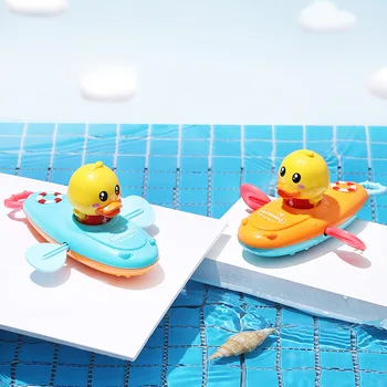 Yüzen Karikatür Ördek Banyo Oyuncakları Zincir Kürek Banyo Tekne Oyuncak Tekne Çocuk Komik Banyo Su Oyun Oyuncak Bebek Banyo Oyunu