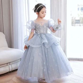 Çocuk Gece Elbisesi Prenses Etek High-end Batı Tarzı Kabarık Gazlı Bez Süper Peri Prenses Tarzı çocuk Piyano Yaz