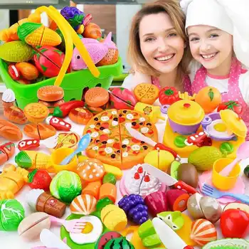 Çocuk Mutfak Aile Kesim meyve oyuncakları Sebze Pizza Meyve Kesim Müzik Seti Oyuncaklar Çevre Koruma Plastik Oyuncaklar