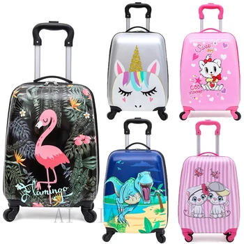 çocuklar seyahat bavul tekerlekler üzerinde Karikatür haddeleme bagaj Sevimli erkek kız taşıma kabin bavul arabası bagaj çantası çocuk hediye sıcak