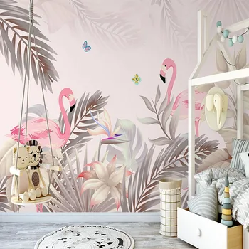 Özel Duvar Kağıdı 3D El-boyalı İskandinav Tropikal Palmiye Ağaçları duvar tablosu Oturma Odası Çocuk Odası Ev Dekor Duvar kağıtları