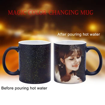 Özel Fotoğraf Sihirli Kupa kahve kupalar Renk Değişimi Sıcaklık Siyah Fotoğraf Pullu kupası Benzersiz Hediye çay fincanı