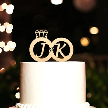 Özel Çift Rustik Yüzük Harfleri kek topper düğün Pastası topper Kaligrafi ilk harfler Kişiselleştirilmiş Monogram Kek Dekor