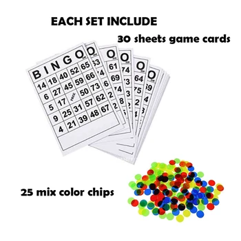Ücretsiz gemi Bingo oyunu parçaları 30 Bingo kartları artı 25 cips parti aile interaktif oyun aktivite parti oyuncak iyilik çanta dolgu ödül