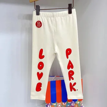 베베 BEBE marka Yeni pamuklu çocuk giysileri stokta sonbahar/kış 2022 çocuk kırmızı mektup pirinç beyaz tayt Pamuk